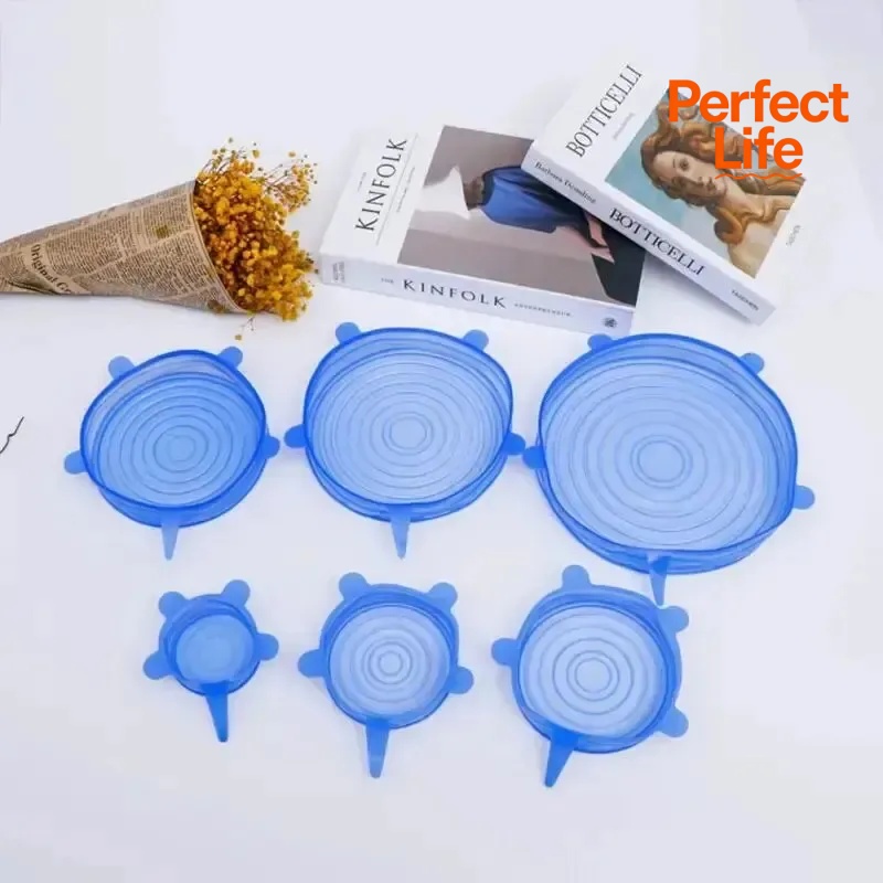 6Pcs Silicone Cover Stretch Lids for Kitchen Microwave Food Covers Bowl Caps Elastic Silicone Lid Cap Universal Adaptable Lids