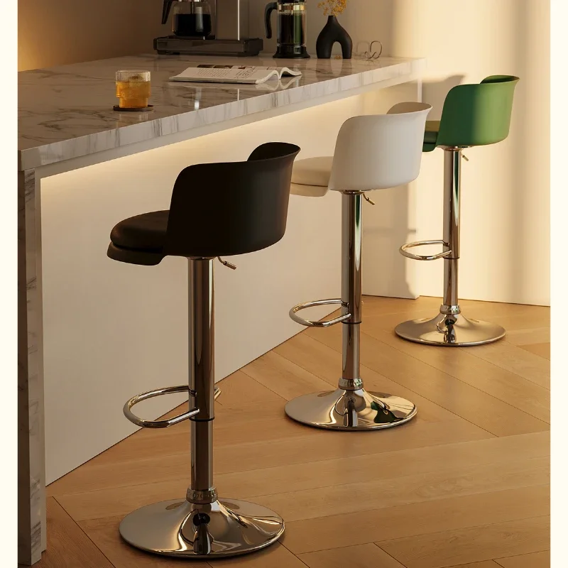 Asiento de Bar de lujo Premium, silla de Bar con respaldo Simple, silla de escritorio frontal giratoria ajustable, asiento de comedor nórdico para el hogar