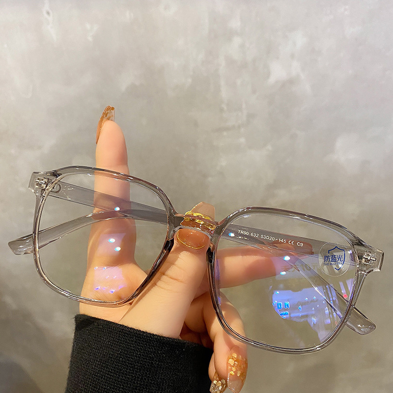 Óculos quadrados com armação de polígono, óculos lisos com membrana azul, todos podem combinar com homens e mulheres, lentes da moda, óculos de bloqueio