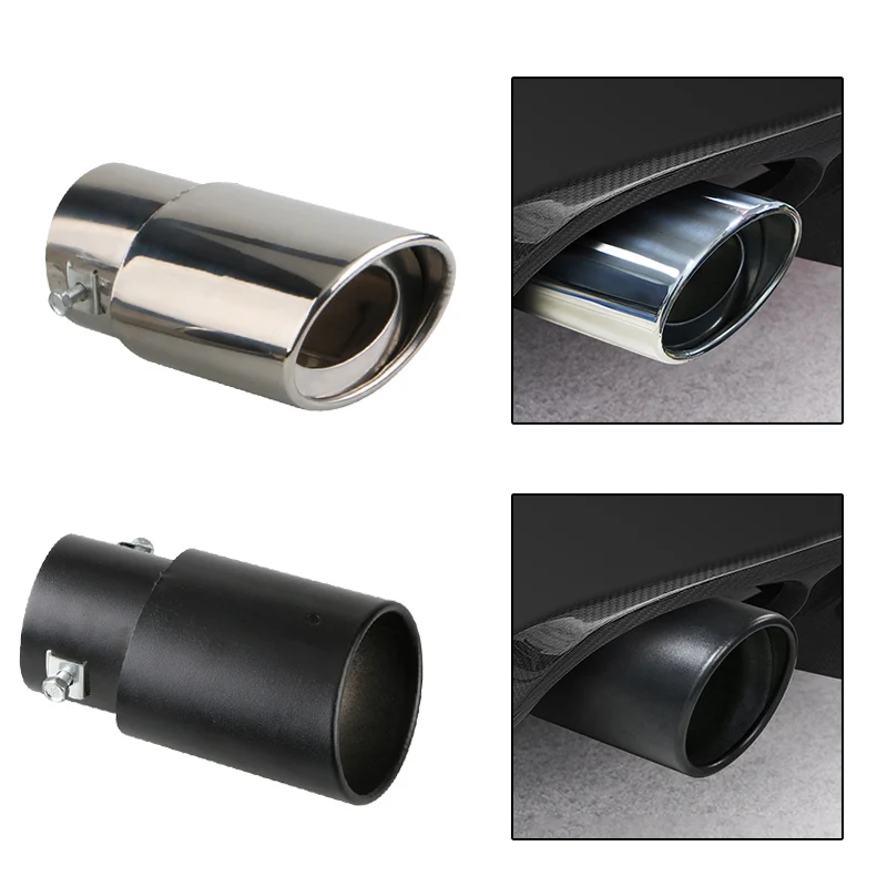 1PCS 2.5 "Inlaat Auto Auto Uitlaat Tip Pijp Rvs Chrome Trim Achter Staart Keel Voor de meeste Auto's