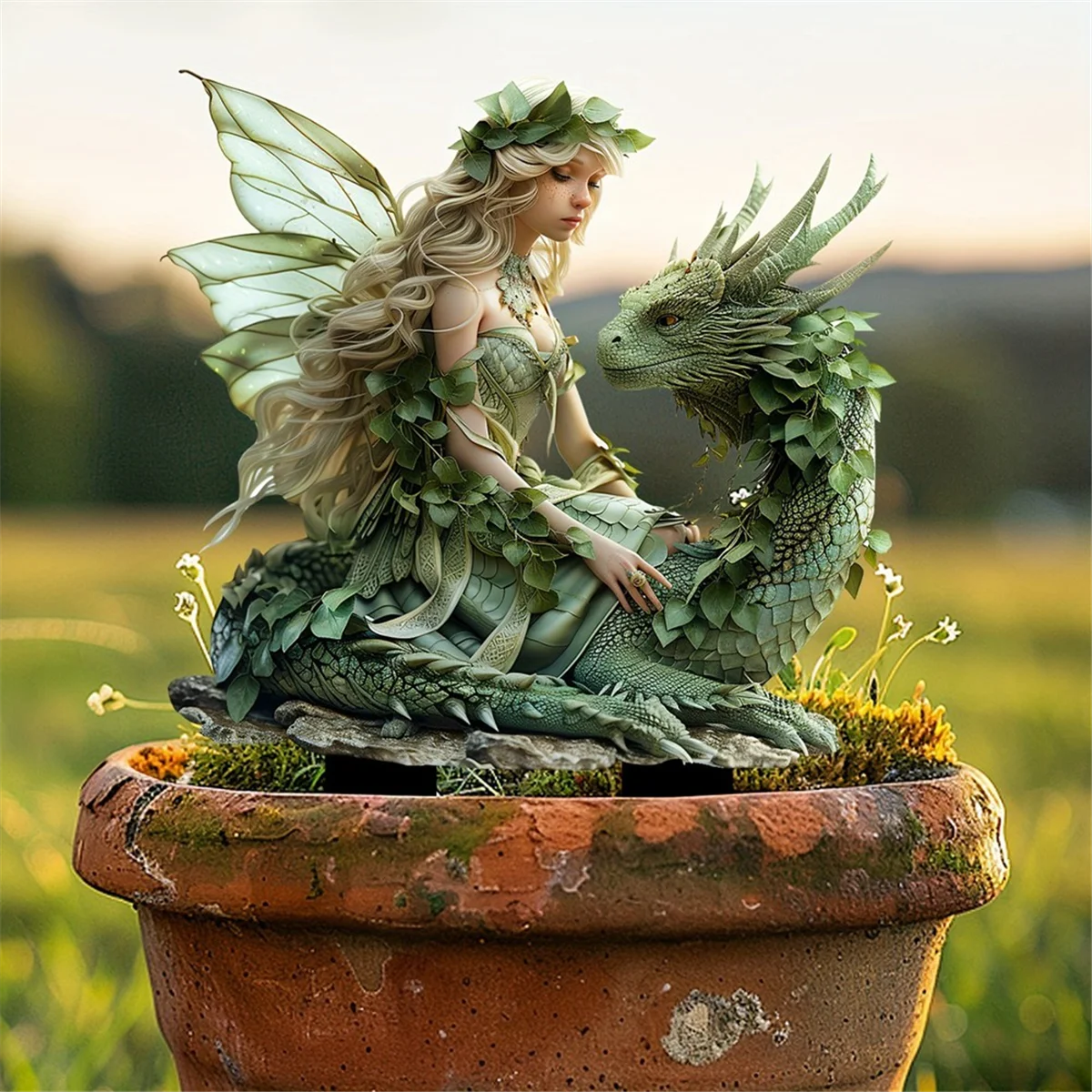 A72P Bohemian Fairy ดอกไม้หม้อตกแต่ง,2D อะคริลิคสวนใส่หม้ออุปกรณ์เสริม,พืชขนาดใหญ่ Figurine