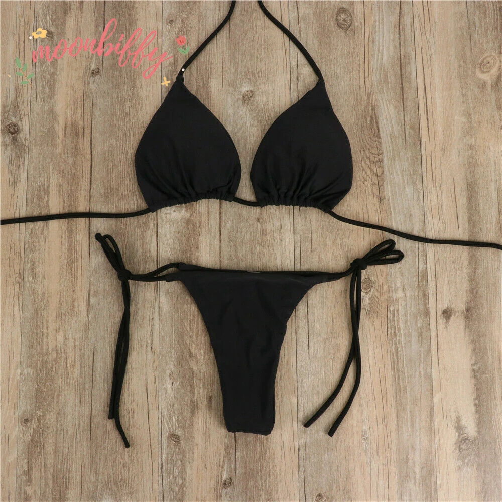 Frauen Tanga Bikini Set Seite Spitze-up Sexy Badeanzug Bandage Krawatte Bademode Einstellbare Brasilianischen Stil Bikini Unterwäsche