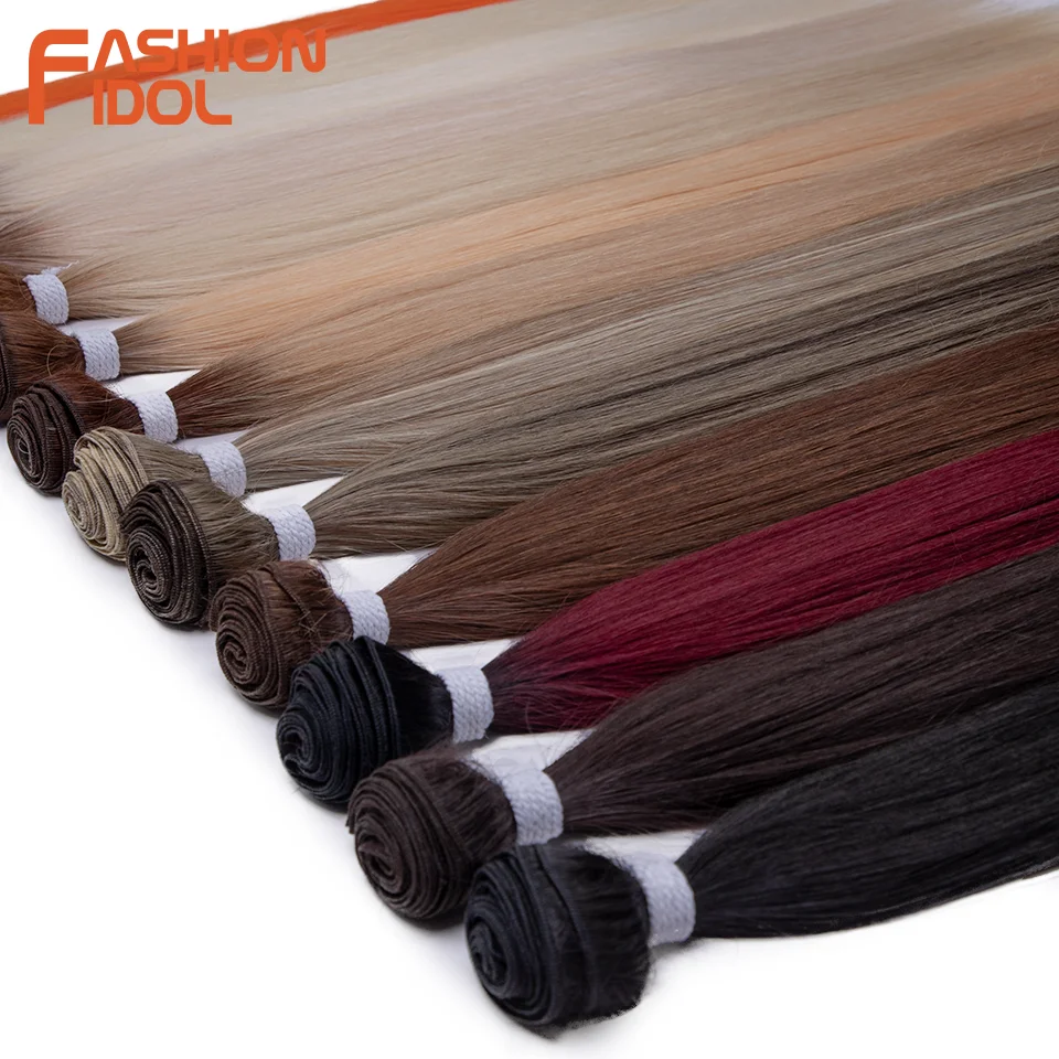 Yaki Thẳng Tóc Salon Tổng Hợp Tự Nhiên Tóc Bó Nhiều Màu Sắc Cao Nhiệt Độ Sợi Tóc Vàng Giả Tóc Miễn Phí Vận Chuyển