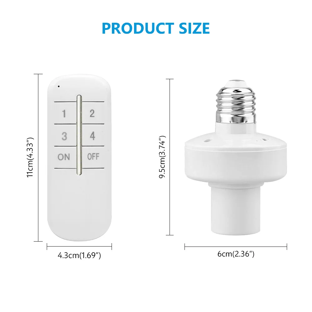 Wireless Remote Control E27 Light Socket Lamp Holder 20M Range For LED Bulbs Lamp Socket Wireless Light Switch Kit AC180-250V
