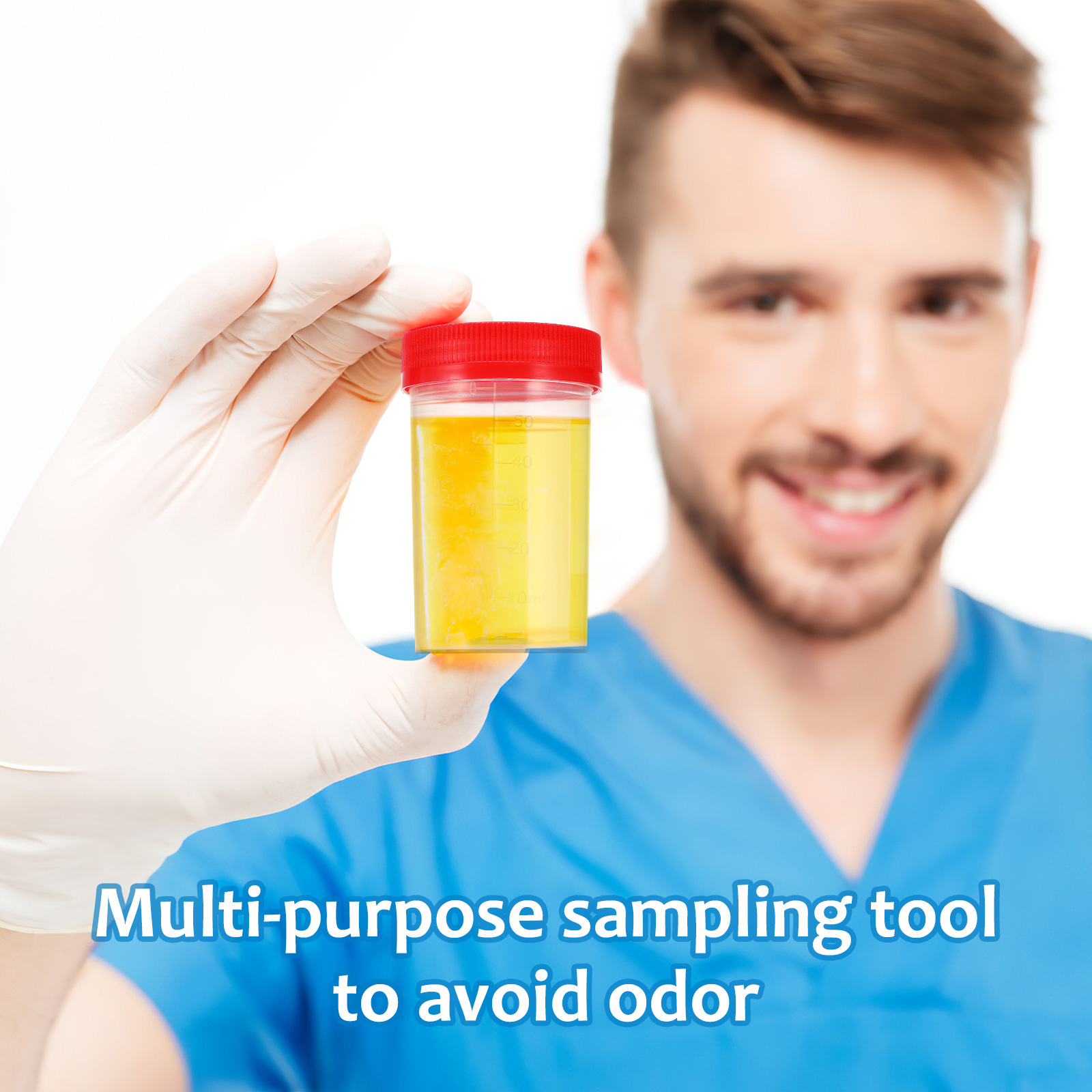 10 ชิ้นปัสสาวะทางการแพทย์ถ้วยตัวอย่างภาชนะสําหรับฝาครอบตัวอย่างขวดทดสอบพลาสติกถ้วยของเหลวคอลเลกชัน