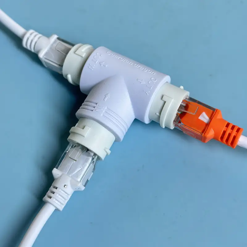 2 em 1 cabo adaptador POE divisor POE cabeça RJ45 de três vias para sistema de câmera de segurança IP