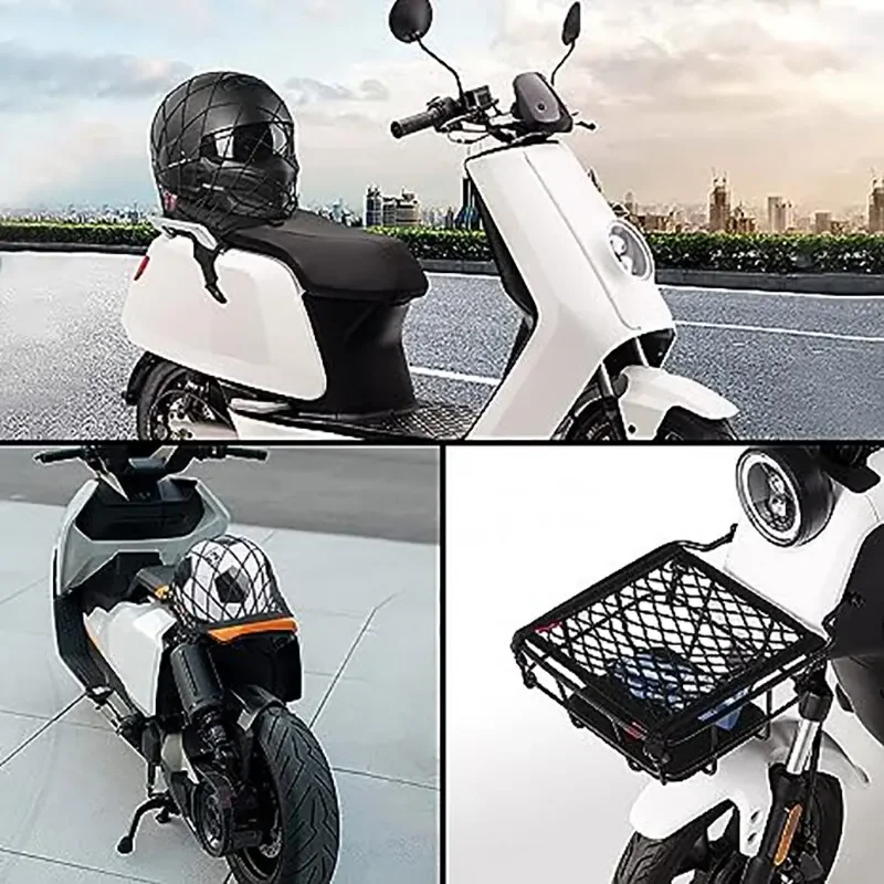Red de carga para motocicleta, red de motocicleta de doble capa de alta elasticidad para almacenamiento de casco, carga elástica de 10 "X 11" con ganchos, red para equipaje