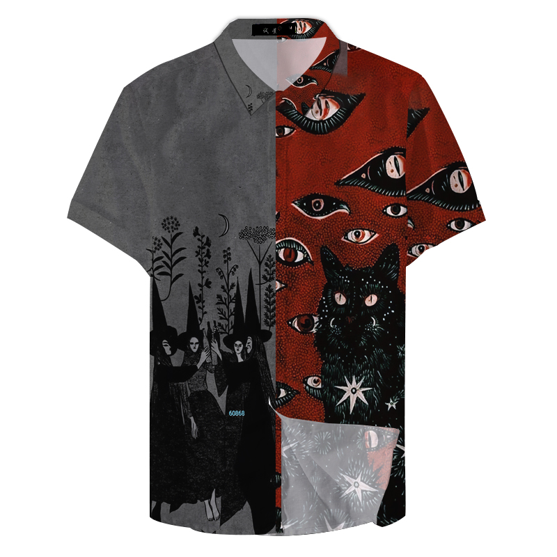 Cat Eye 3dPrinted Shirts Männer Frauen Mode Hawaiian Shirt Hip Hop Casual Strand Kurzarm Bluse Männer der Vocation revers Hemd