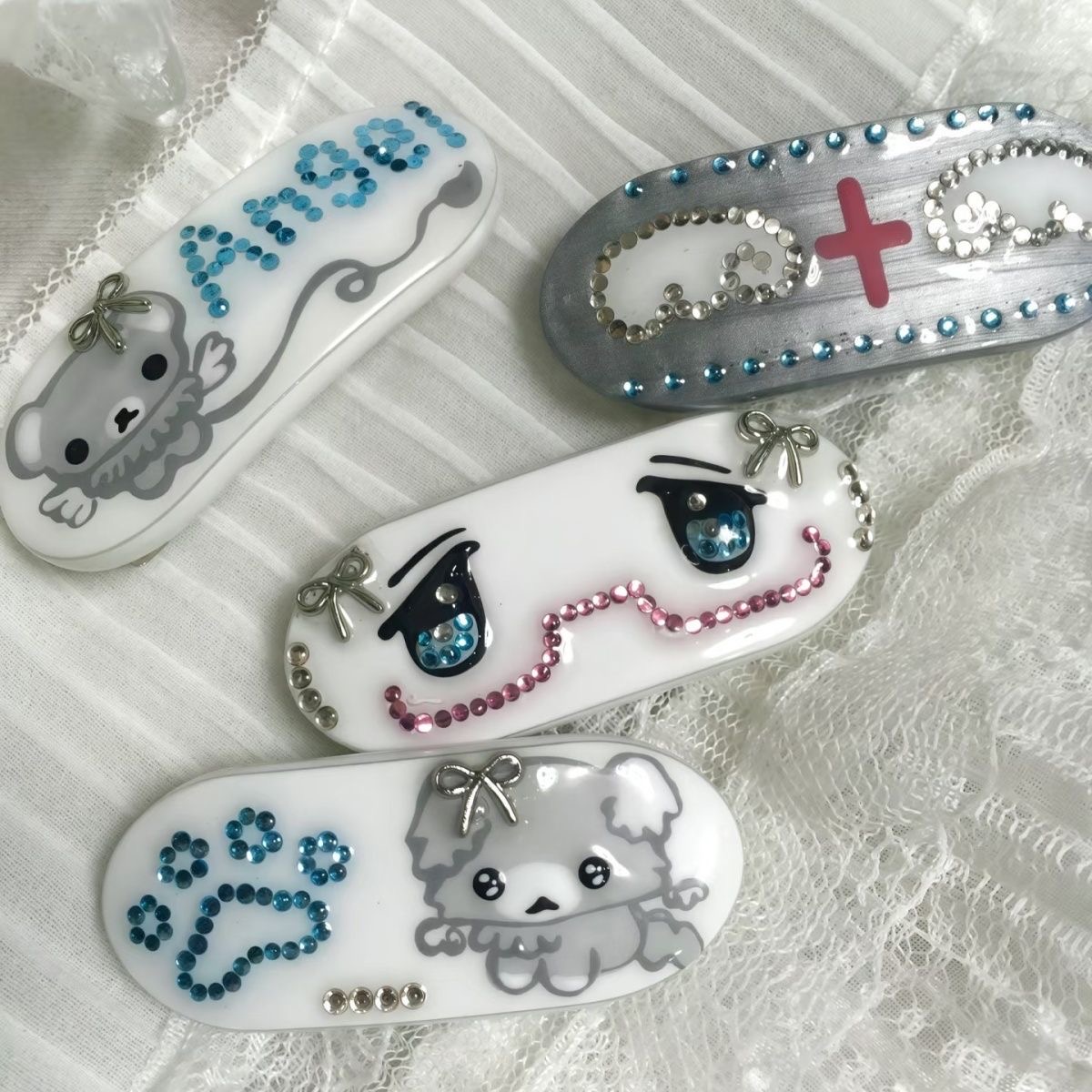 Винтажные Y2K 1990-х годов Kawaii собачья лапа ангел медведь крест сладкий боковой зажим аксессуары для волос для женщин и девочек