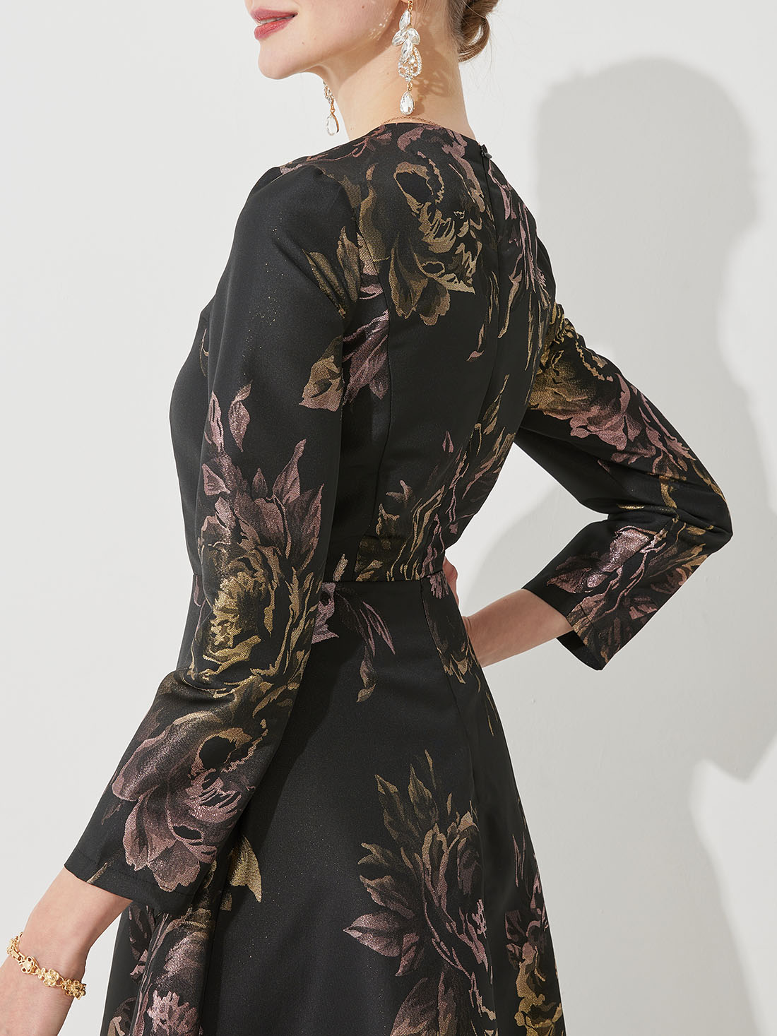 Luxe Vrouwen Lange Maxi Jacquard Jurk Lente Herfst Boho Bloemen Mode Kleding Dames Feest Avond Baljurk