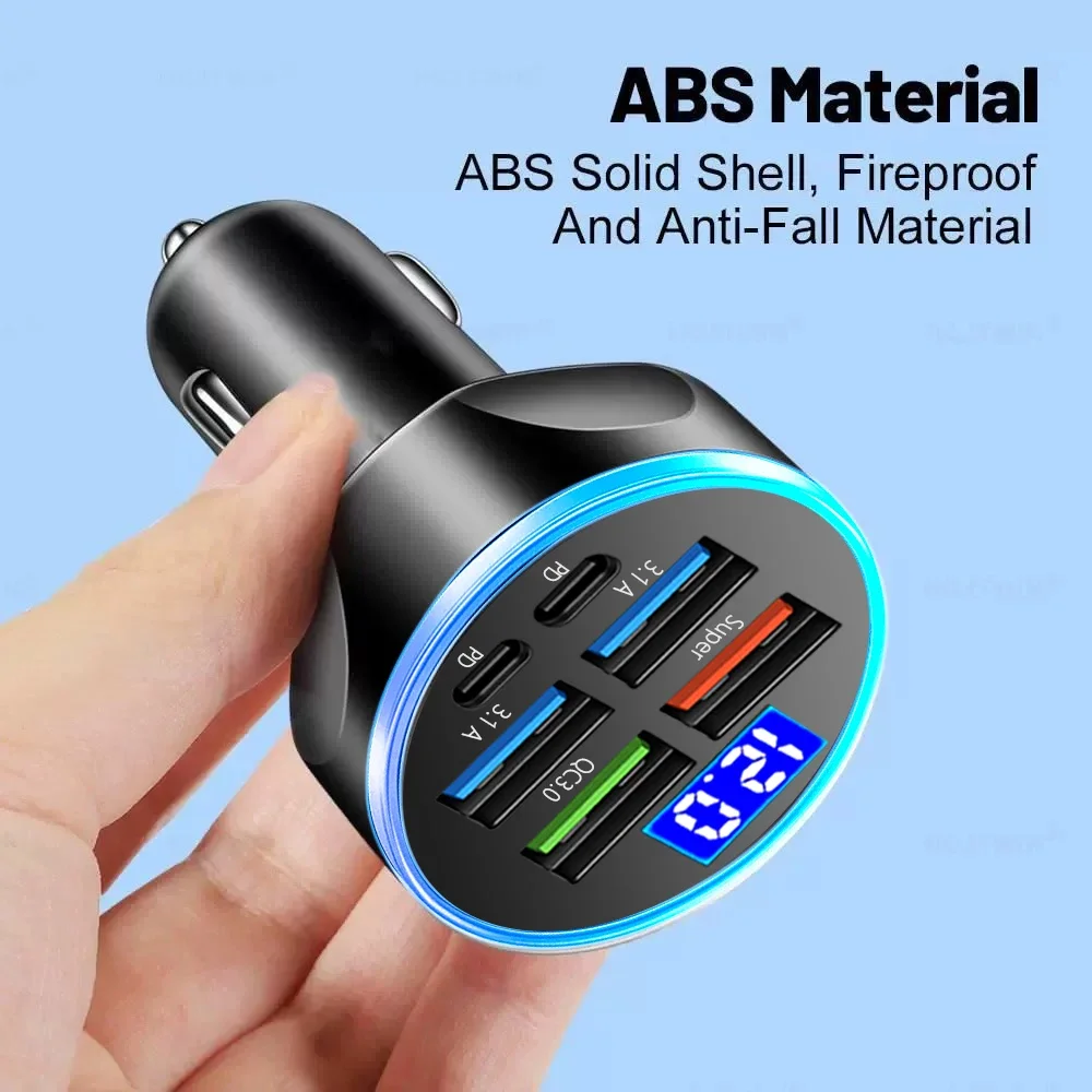 Autolader 2-6 poorten Snel snel opladen PD QC3.0 USB Autotelefoonoplader Type C Adapter in auto voor iPhone Samsung Huawei Xiaomi