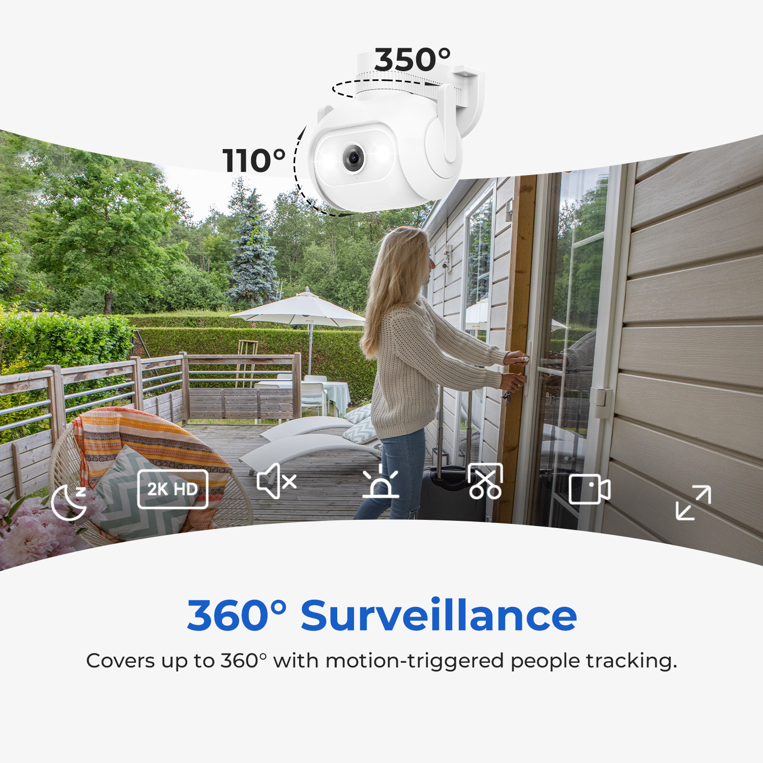IMILAB EC5 Cámara reflectora 3MP 2K Vigilancia de seguridad al aire libre Visión nocturna en color Seguimiento humano 360 °   Deterrencia automática PTZ