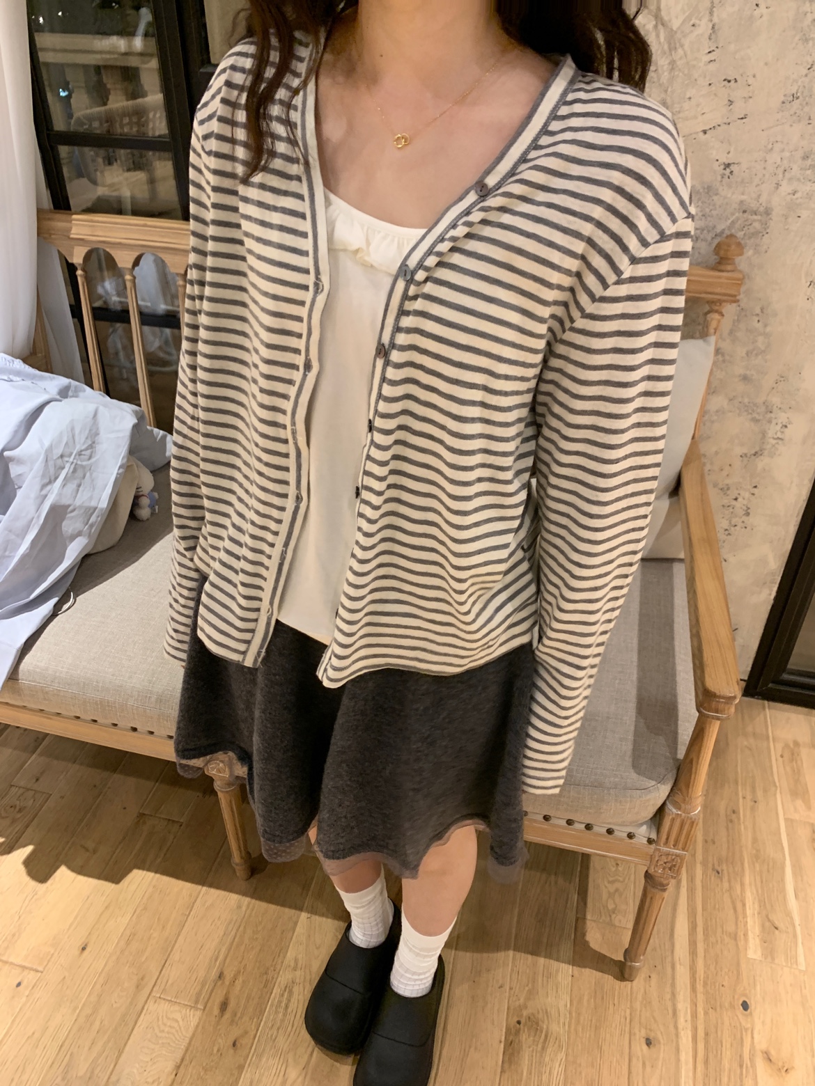 Um universo listra longa sve proteção solar ar condicionado irt fino outerwear aberto cardigan outono topo feminino faion