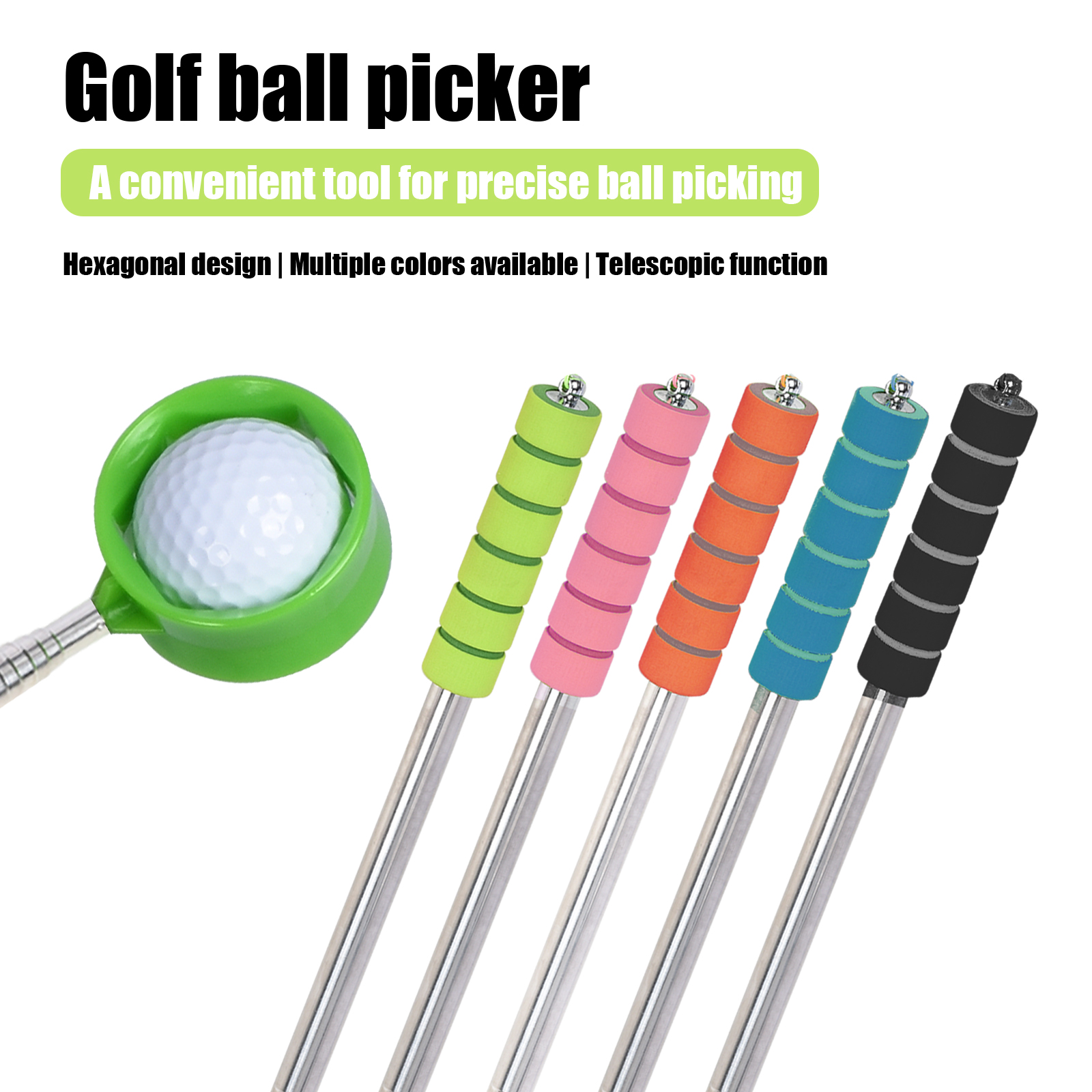 Il raccoglitore di palline da golf retrattile Cercatore di palline da golf leggero in acciaio inossidabile e maniglia facile Crea il regalo perfetto per palline da golf
