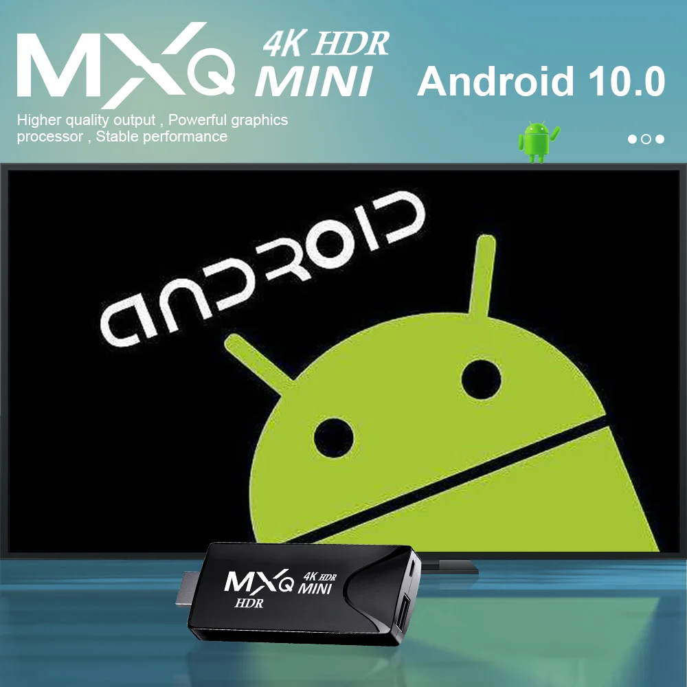 MXQMini TV Stick Android 10 Quad Core 4K HD Play Store 2,4G Wifi Smart TV Box Android H.265 Media Player Set Top Box