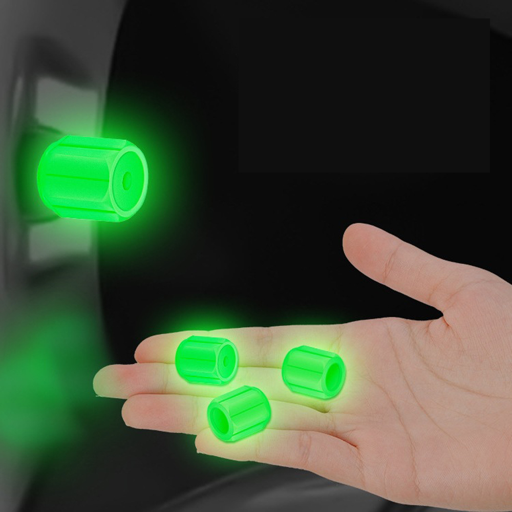 4 pçs tampas de válvula de pneu luminosa carro motocicleta brilhante tampa da válvula pneu roda hub estilo brilhante tampa do pneu ferramenta acessórios automóveis