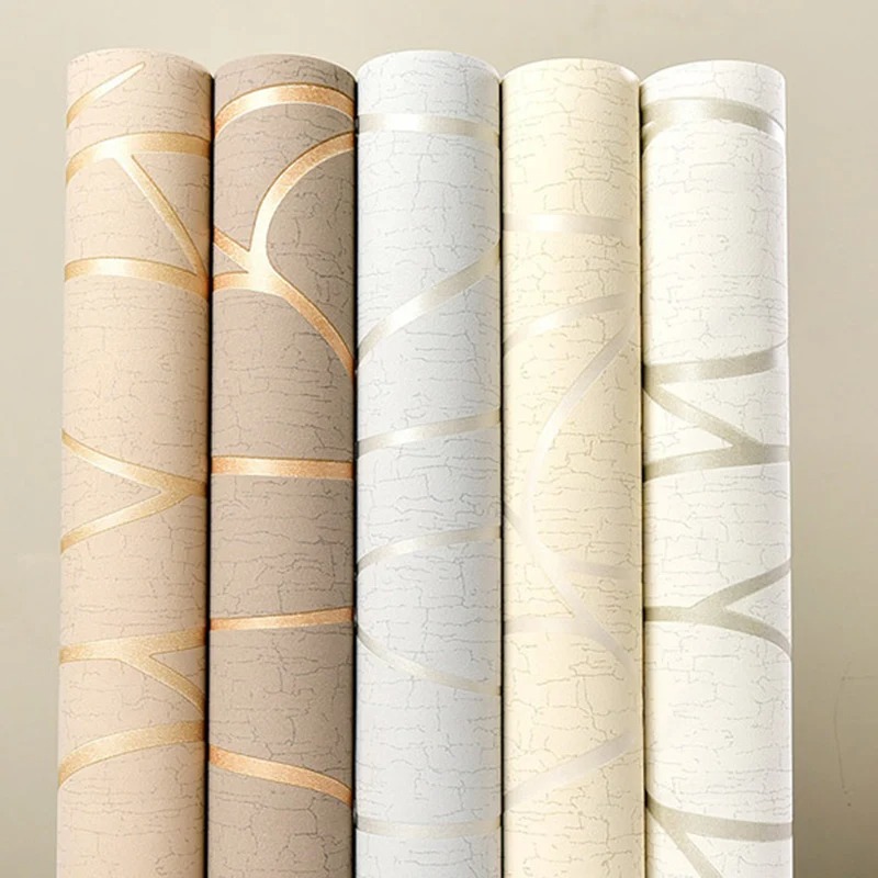 Papel de parede espessado para decoração de quartos, adesivos de parede, listras curvas, à prova de umidade, europeu, moderno, 53cm