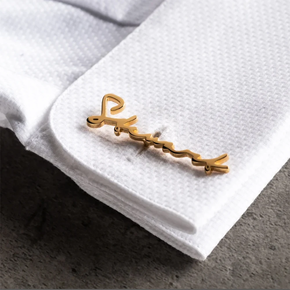 ส่วนบุคคลที่กําหนดเองชื่อ Cufflinks,สแตนเลสประณีตและแฟชั่นชายเสื้อ Cufflinks,ของขวัญสําหรับสามี