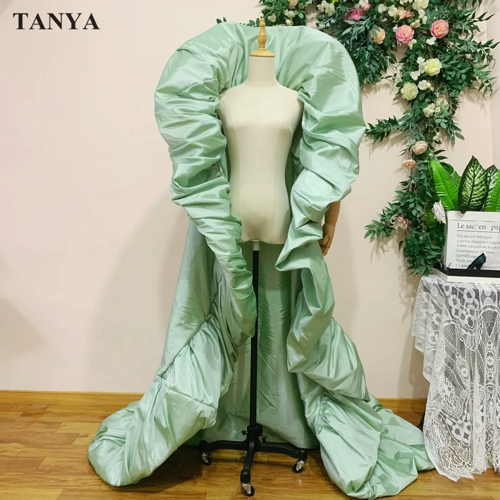 Royal bluetaffeta moda capa gola alta jaqueta longa noivas envolve comprimento cobrir acessórios de capa de noiva