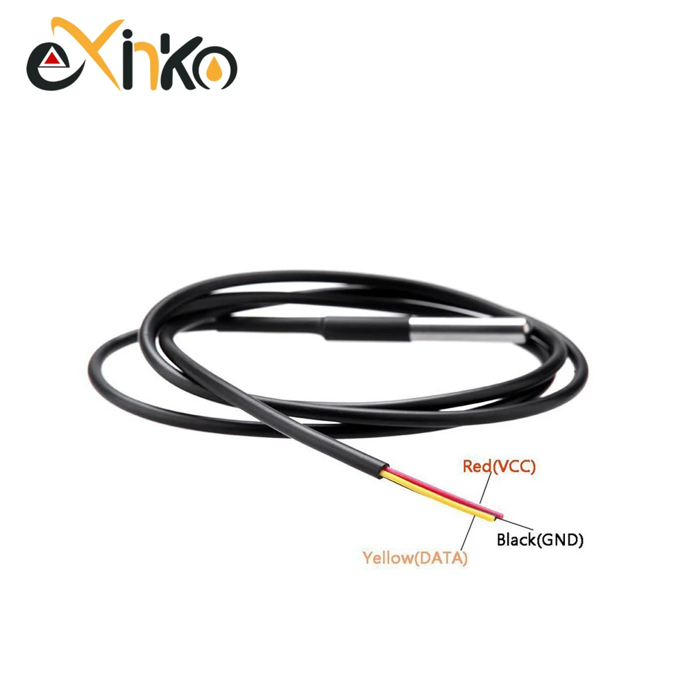 5pcs DS1820 Temperature Sensor Waterproof DS18b20 Temperature Probe 1M 2M 3M 5M Temperature Sensor 18B20 For Arduino DIY Kit
