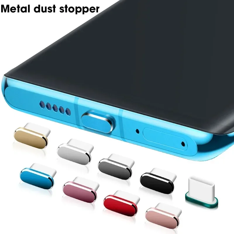 1-5PCS Tipo C Tappi antipolvere in metallo per IPhone 16 16pro 15pro/15 Pro Max/15 Plus Cellulare TypeC USB C Porta di ricarica Tappi protettivi