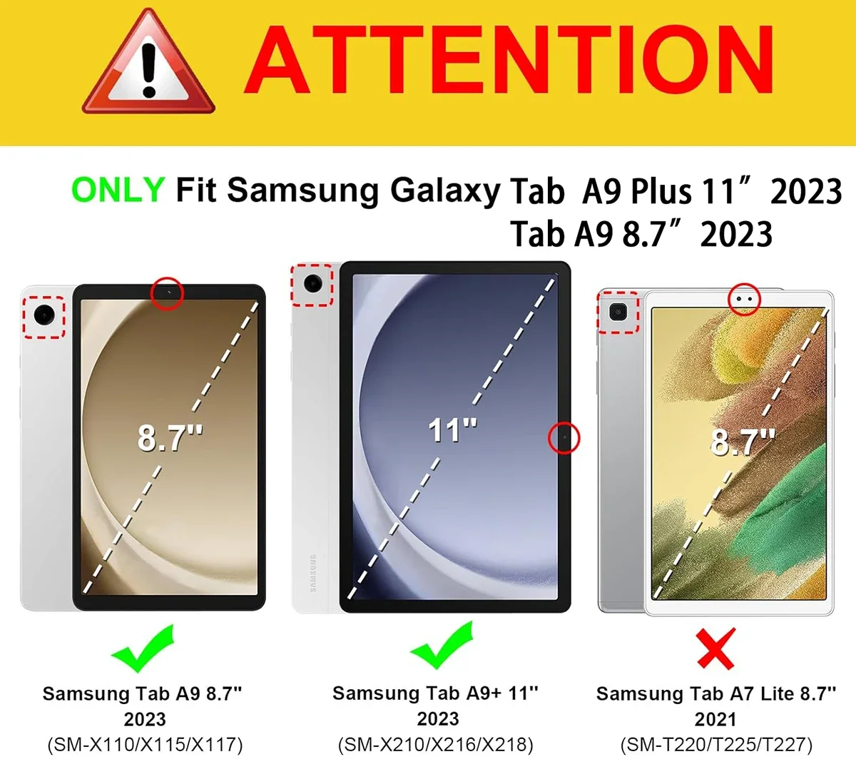 Funda giratoria para Samsung Galaxy 2023 Tab A9 SM-X115 8,7 pulgadas Tablet Galaxy Tab A9 Plus 11 pulgadas X210 Coque PU Funda de cuero con soporte