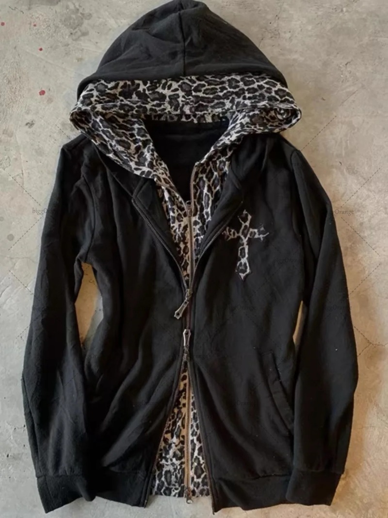 Y2K Harajuku modna marka Streetwear kurtka amerykańska moda retro futrzany kołnierz bluza z kapturem na zamek kobiety Casual bluza oversize