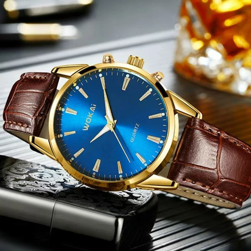 WOKAI, reloj de cuarzo con cinturón de negocios a la moda de alta calidad para hombre, reloj sencillo con personalidad Ray para niño, reloj resistente al agua para estudiantes, clásico retro