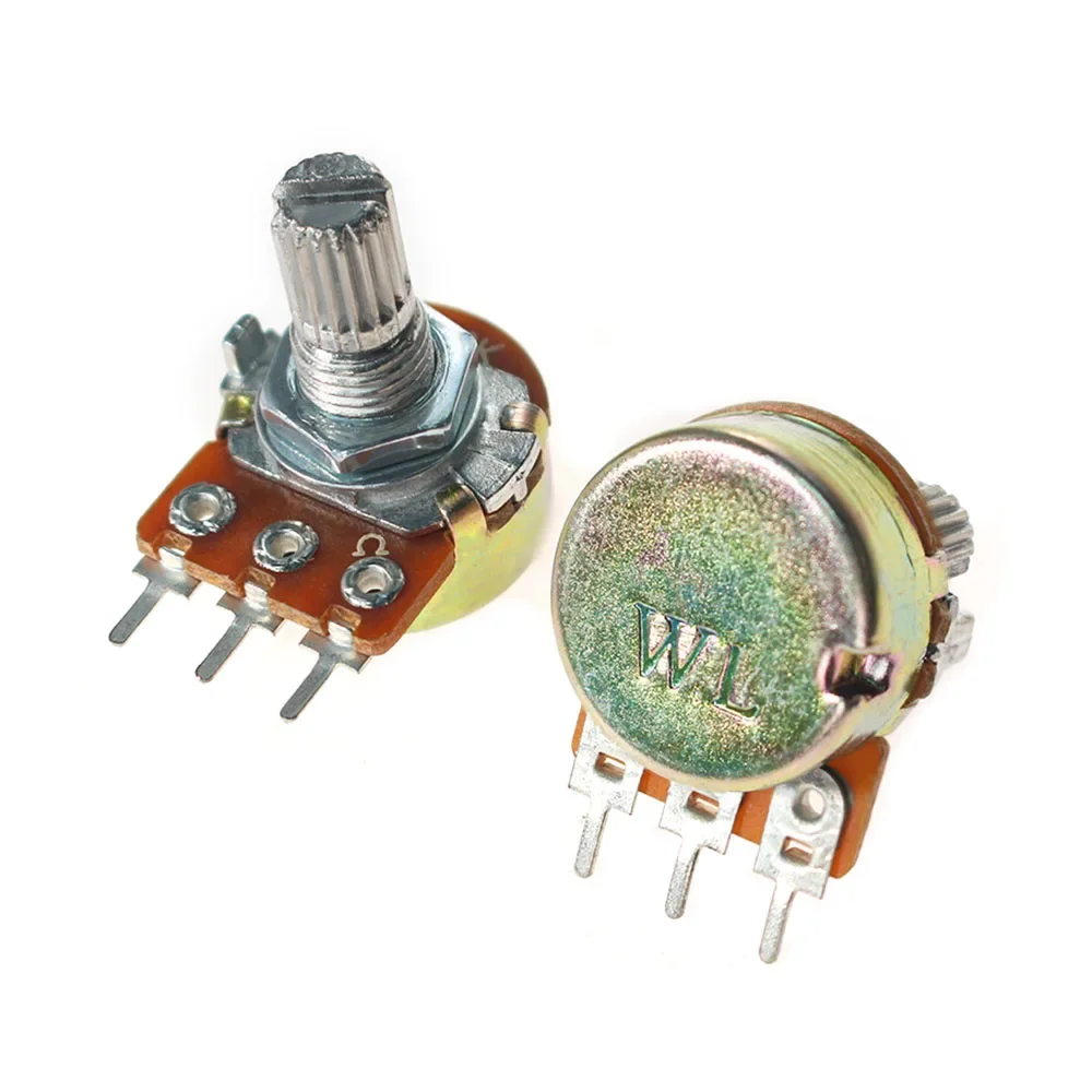 10 Uds potenciómetro de resistencia WH148 1K 2K 5K 10K 20K 50K 100K 500K 1M Ohm potenciómetros giratorios cónicos lineales resistencia 15mm 3 pines