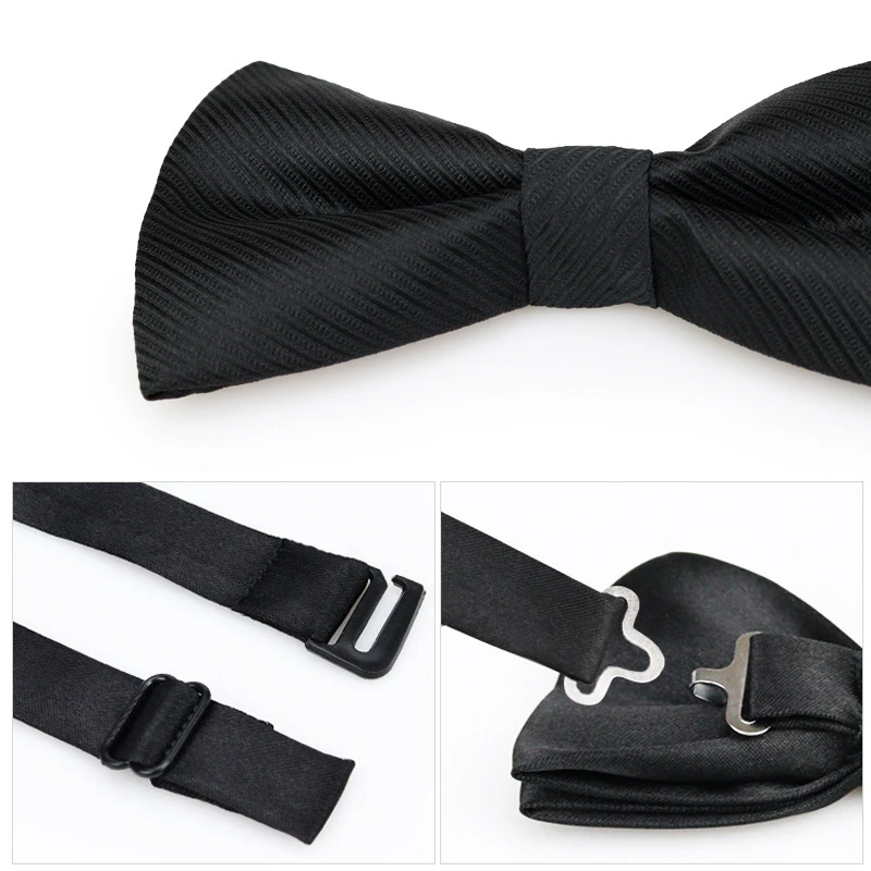 1PCS Bow Ties for Men Wedding Bowtie Black Neck Tie Adjustable Bowknot Classic Butterfly Cravat Adult Double Tie Business Gift