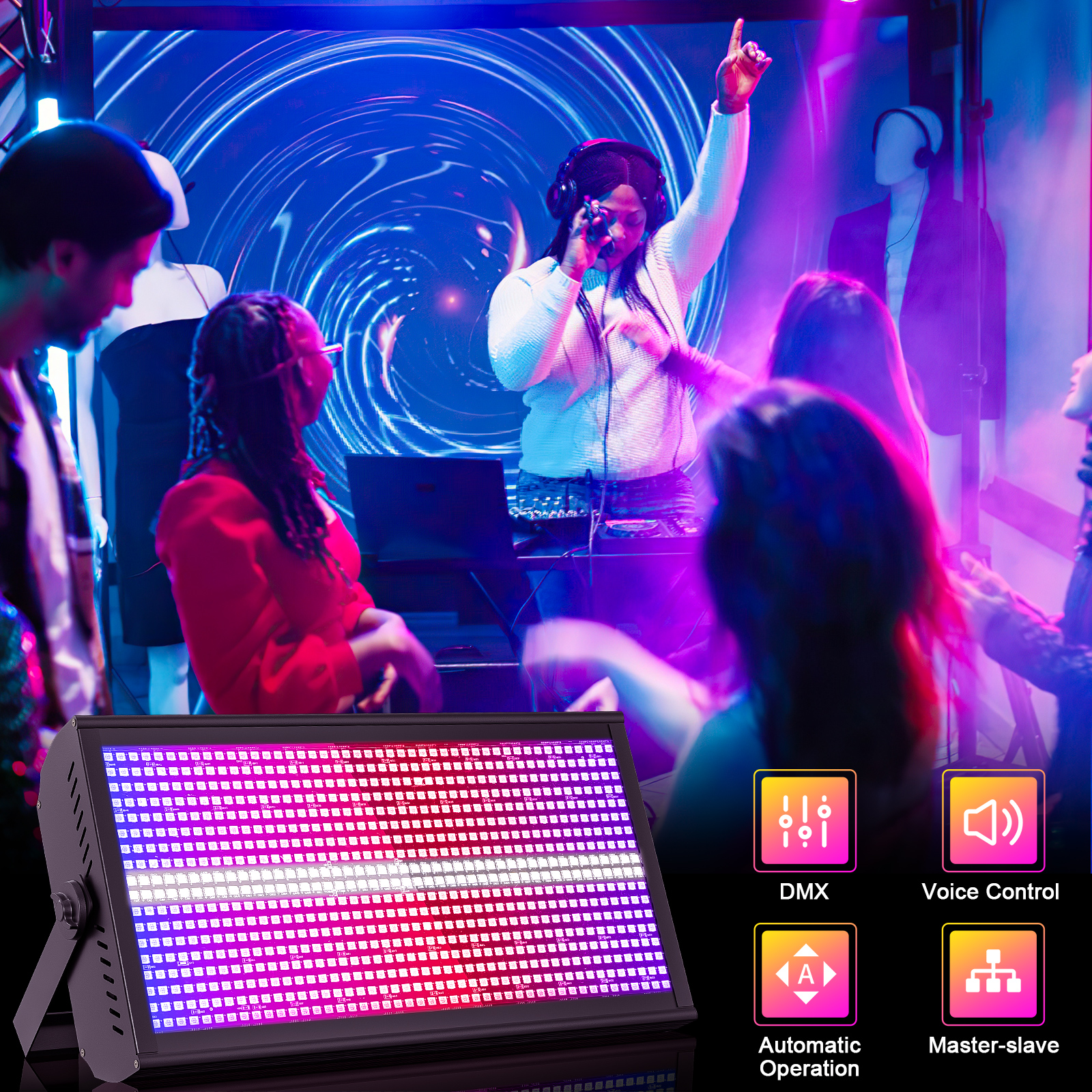 Yiflamefly 2 pièces barre lumineuse de scène lavage lumières stroboscopiques 130W RGB LED barre de lumière ascendante DMX512 DJ lumières pour fête Disco mariage vacances KTV