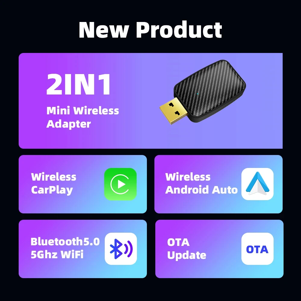 Carplay Android 自動ワイヤレスアダプタートヨタマツダ日産カムリスズキスバルシトロエンアウディメルセデス起亜フォードオペル Spotify BT