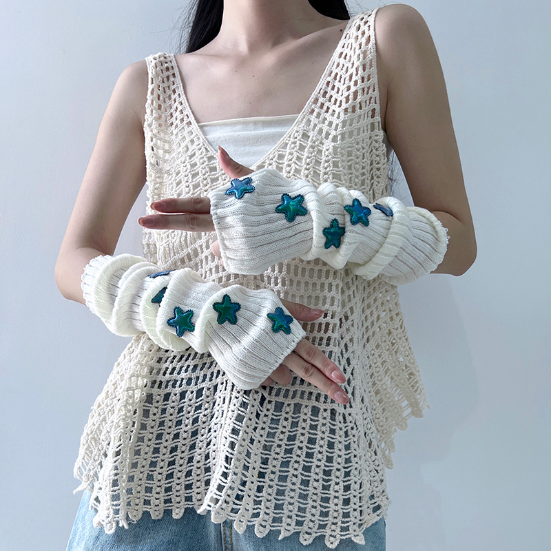 Estrella creativa de manga larga para mujer y niña, accesorios coreanos Y2K Jk Lolita, sobrecamisa cálida, calentador de brazos sólido, Otoño e Invierno