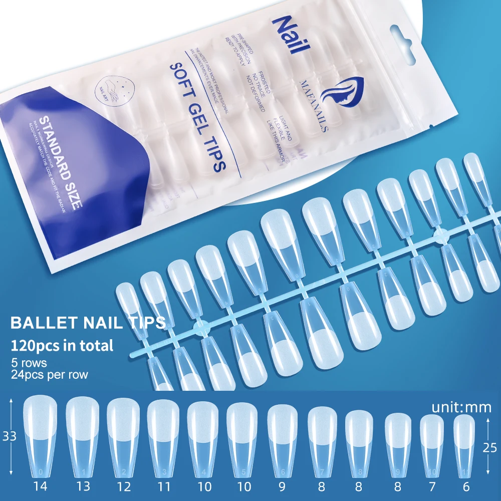 120 unids/bolsa prensa en uñas puntas de uñas de ataúd cubierta completa transparente uñas postizas artificiales medio mate prensa en puntas postizas largas de bailarina