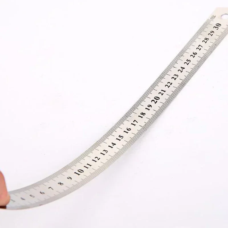 Strumento di misurazione righello dritto in acciaio inossidabile con scala a doppio lato da 15-30 cm per studenti, cancelleria scolastica, regalo per bambini