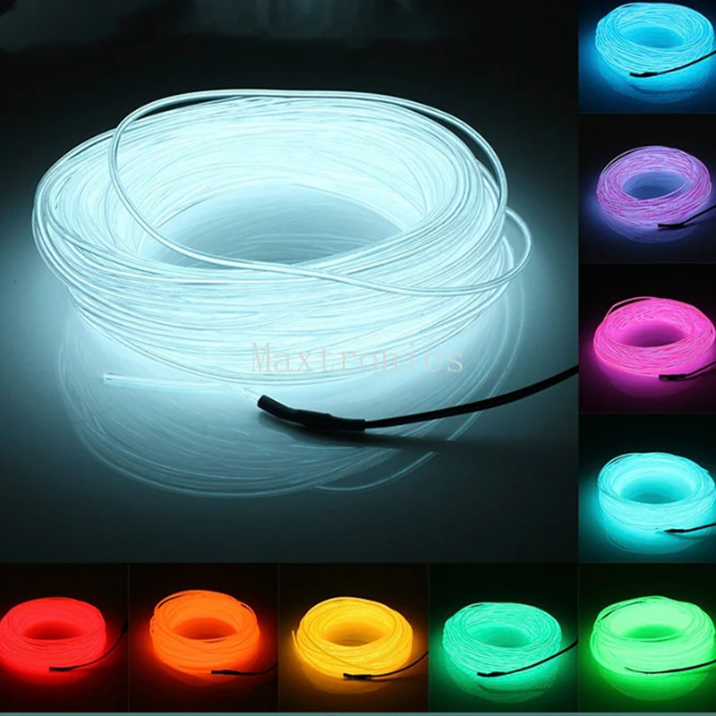 Luz de neón LED de 1M/3m/5M, tubo de cuerda de alambre EL Flexible USB, cinta de tira LED impermeable para decoración de fiesta de baile navideña, luz de 3V 5V 12V