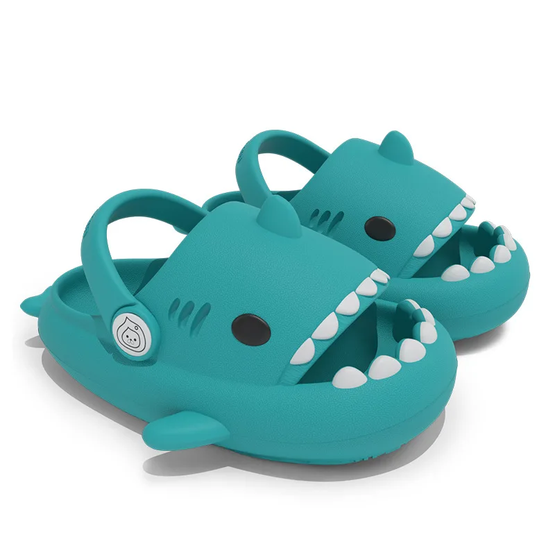 Chinelos bonitos do tubarão do anti-colisão dos desenhos animados para crianças, sapata da menina do bebê, sandálias antiderrapantes, hole shoes para crianças, mulheres e crianças