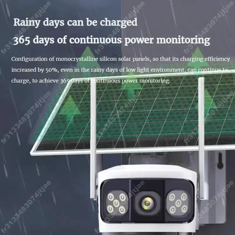 4K 8MP 4G Dual Lens Solar Camera Free 256G Memory Gift Dual Screens Tracking Outdoor WIFI Security CCTV Surveillance IP Camera