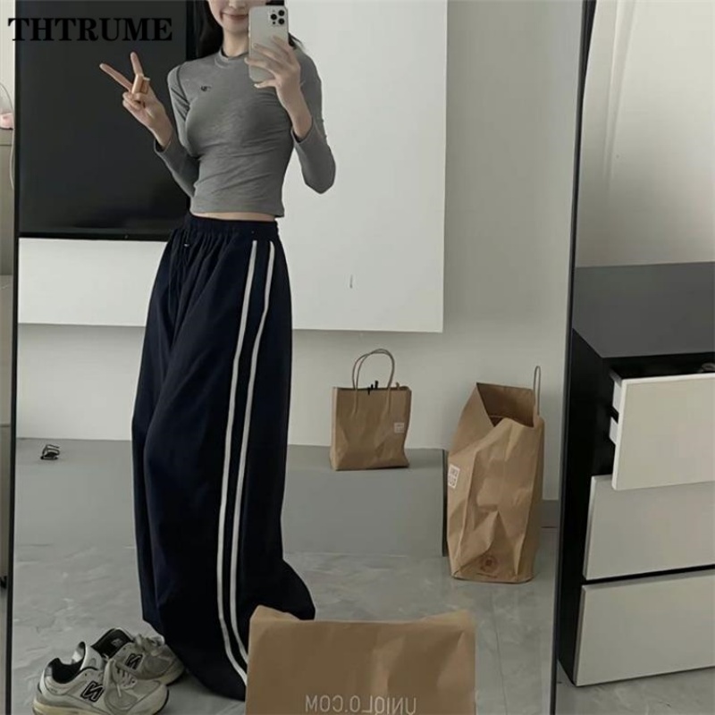 ขนาดใหญ่Hip Hop Baggyกางเกงแฟชั่นผู้หญิงลายElastic HighเอวกางเกงStreetwear Sweatpantหลวมกางเกงใหม่