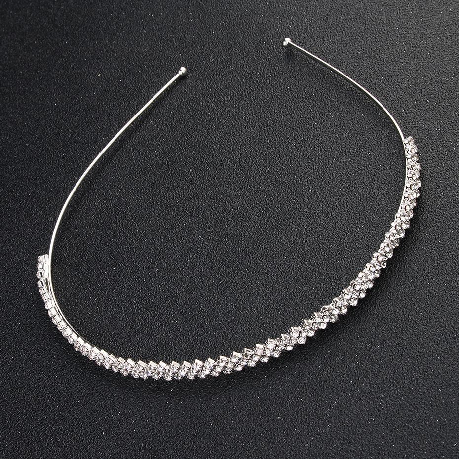 Copricapo da sposa con strass alla moda, copricapo in cristallo color argento, accessori per capelli da sposa, corone con strass per festa di compleanno da donna