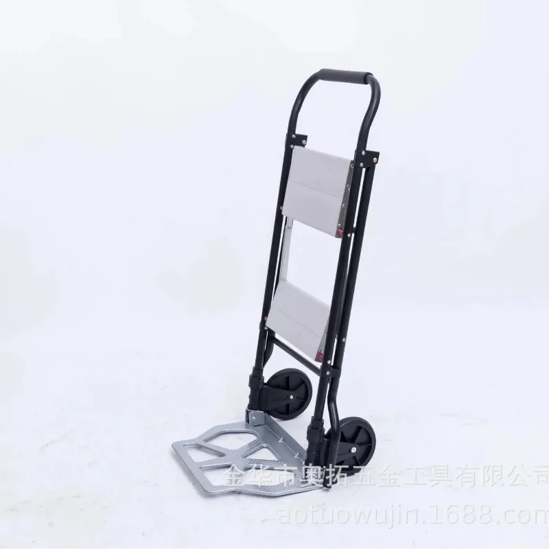 Multifunctional Folding Trolley Tiger Cart Combined Ladder Folding Household Mini Herringbone Aluminum Alloy Ladder