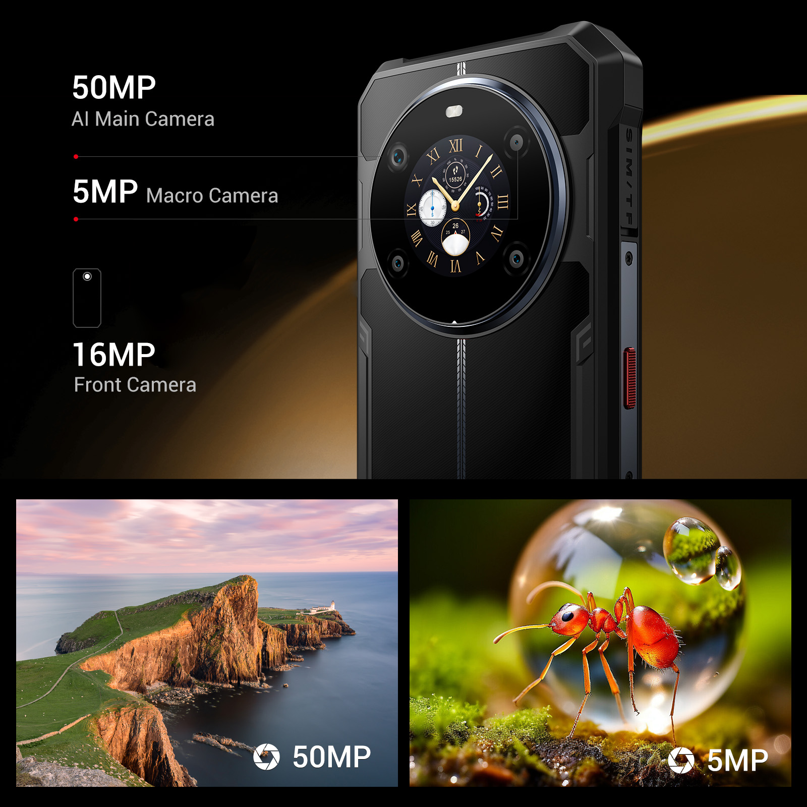 Telefone robusto Fossibot F109 5G 6,745" Android 14 8GB + 256GB Celular 10600mAh 64MP NFC Smartphone