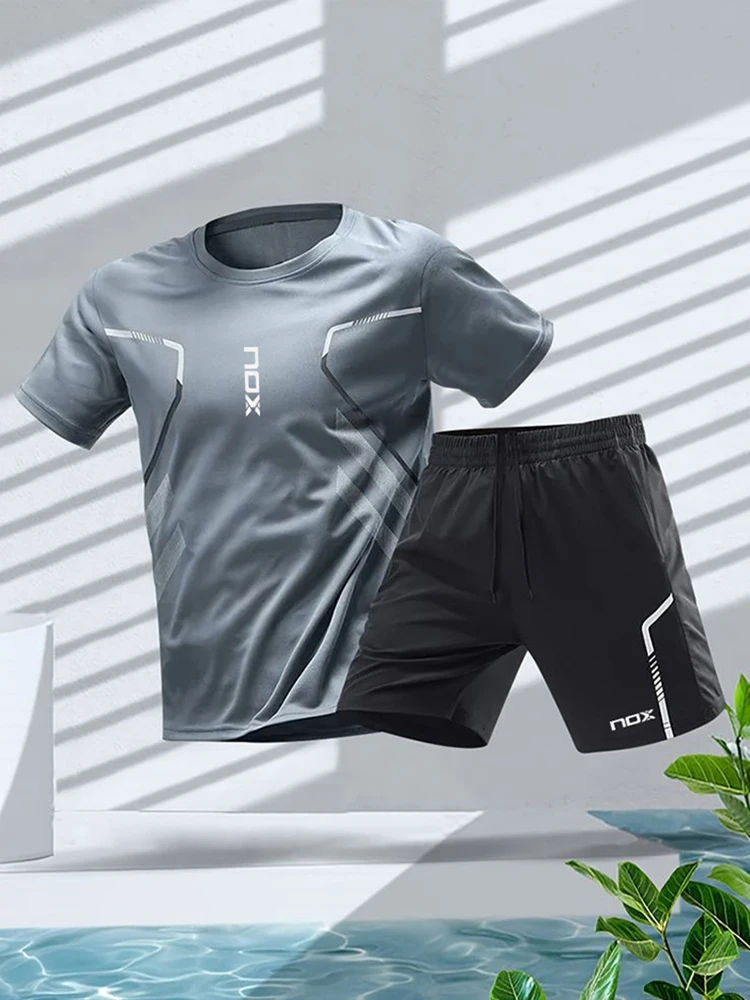 2024Nox ชายเทนนิสกีฬาเสื้อยืดและกางเกงขาสั้นหลวมชุดสบายฟุตบอลกีฬากางเกงขาสั้นฤดูร้อนผู้ชายแบดมินตันการฝึกอบรมสวมใส่