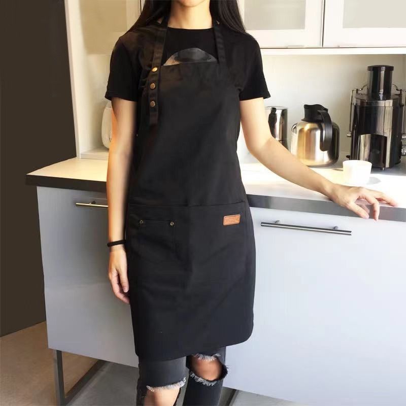 Fashion Canvas Kitchen Aprons For Woman Men Chef Work Apron For Grill Restaurant Bar Shop Cafes Beauty Nails Studios Uniform