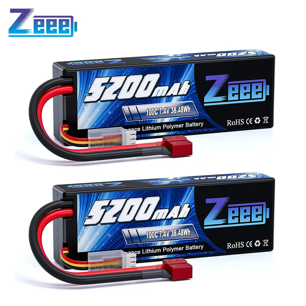 1/2 unidades Zeee Lipo Bateria 2S 7.4V 100C 5200mAh com conector Deans para RC Car Truck Vehicle Buggy Losi RC Racing Modelos Peças