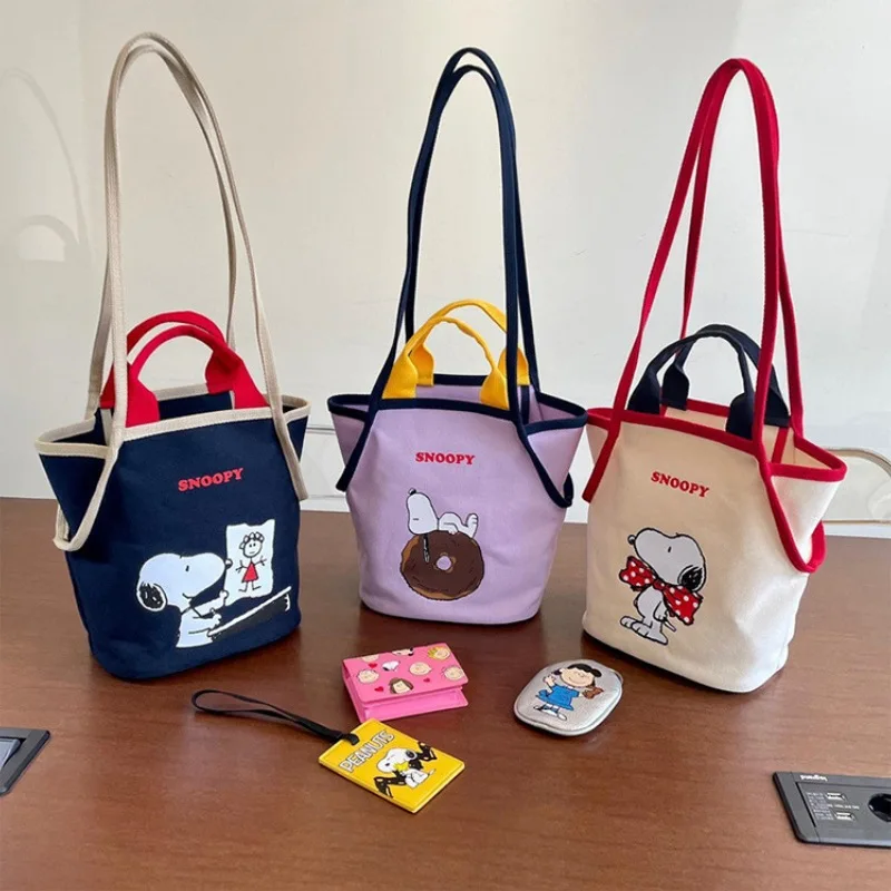 Novo estilo de desenho animado versátil bolsa de lona grande capacidade bolsa mensageiro bolsa balde bolsa portátil para sair