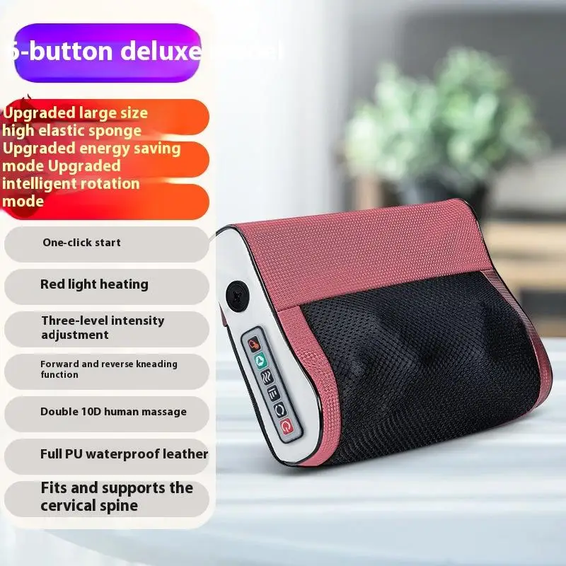 Massageador multifuncional de pescoço e ombro, ferramenta doméstica para amassar pescoço e costas com massagem de compressa quente ajustável múltipla