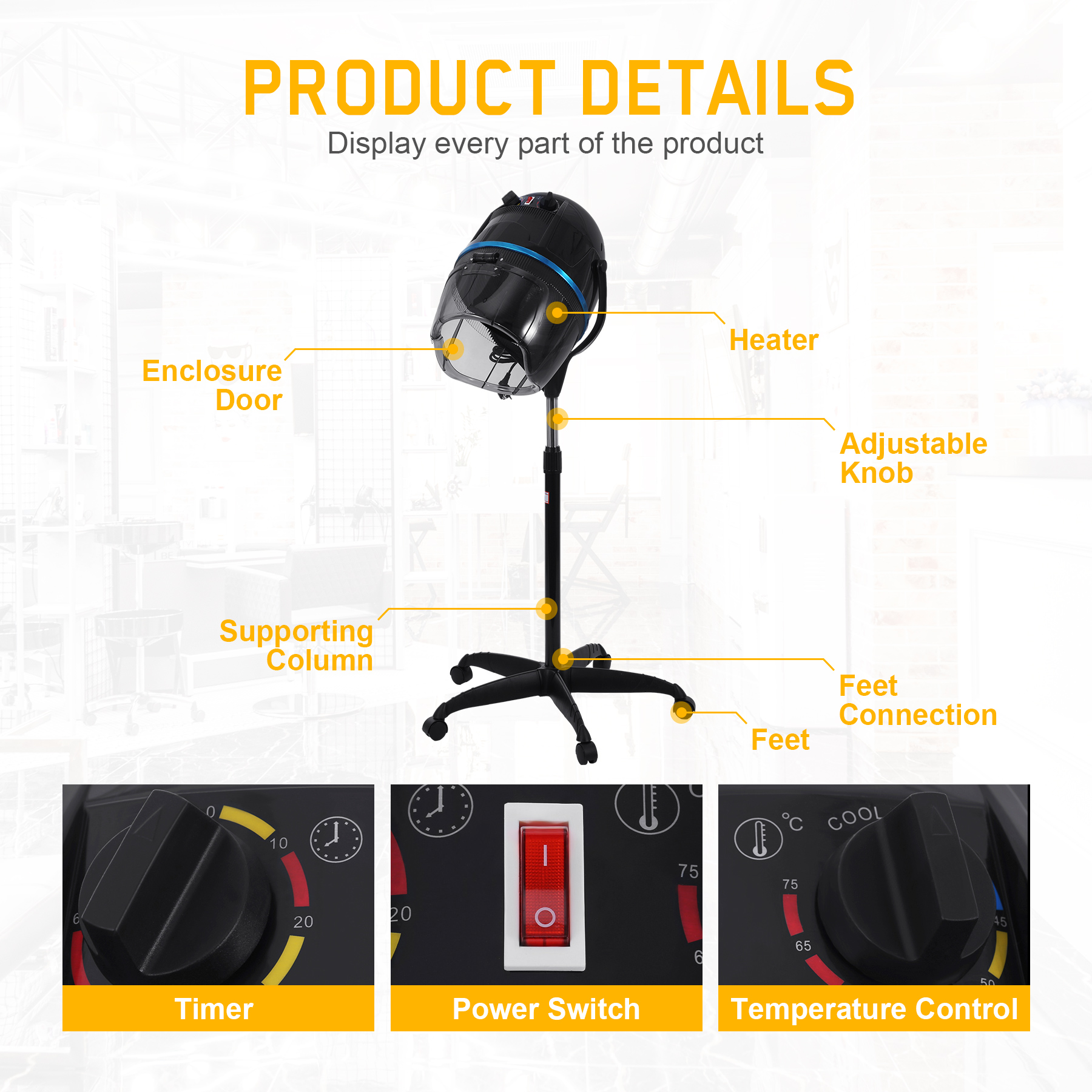 Pro Stand Haartrockner verstellbar Kapuze Boden Haar haube Trockner Salon Haars tyling Tool einstellbare Temperatur Timing