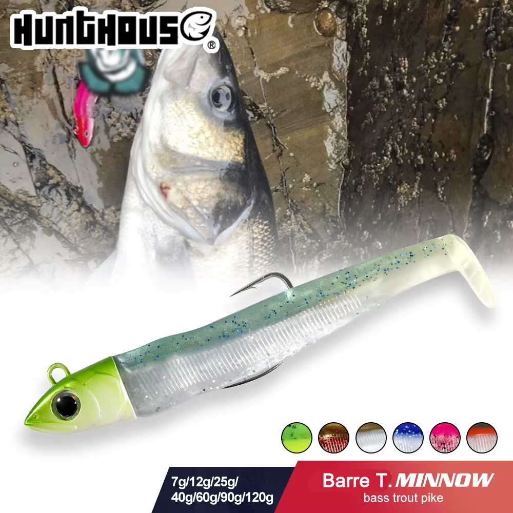Hunthouse Barre T. Minnow 7 г/12 г/25 г/40 г/60 г/90 г/120 г Легкая блестящая мягкая приманка для рыбалки Джиг-приманка для окуня и щуки Leurre Souple
