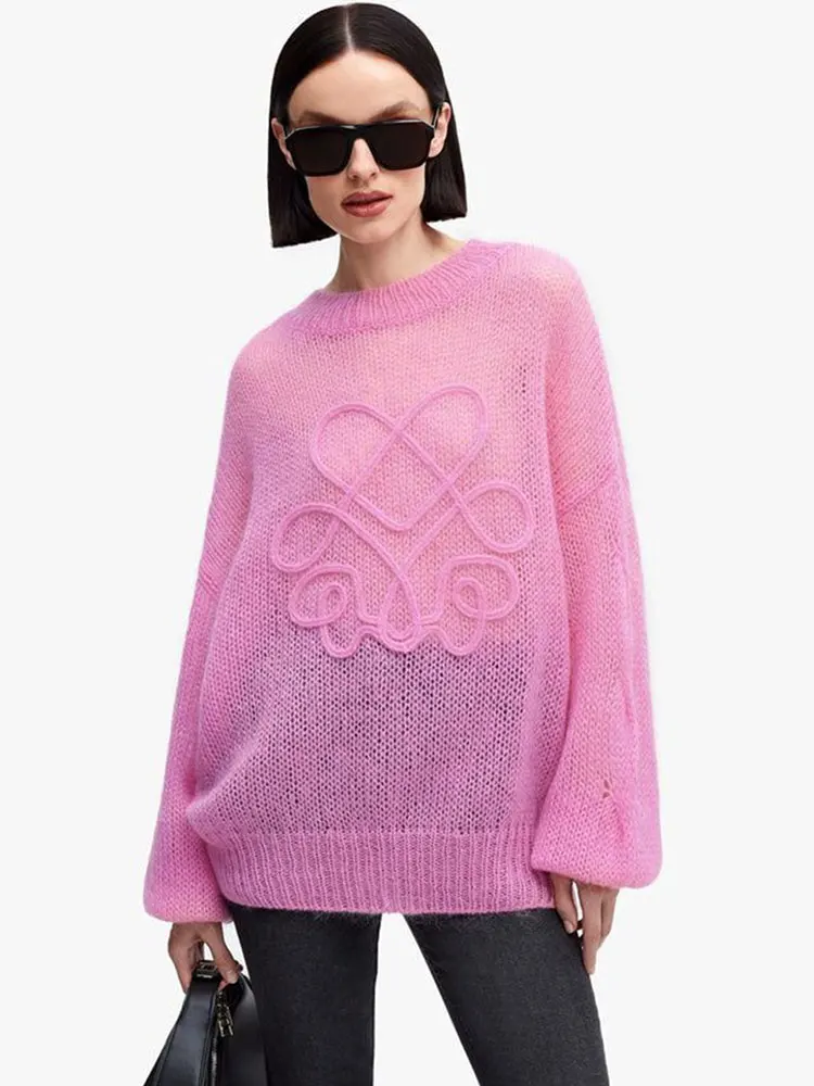 GACVGA-Jersey de punto con cuello redondo para mujer, Jersey elegante de manga larga, Top de punto fino y suelto, ropa de calle de otoño 2024